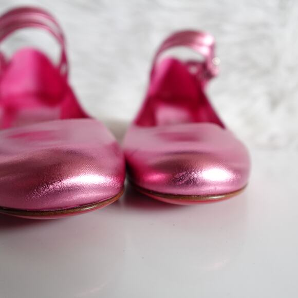 Christian Louboutin Miss Jane 55 Mary Jane Metallic Pink Leather Low Heels 36.5 - Picture 8 of 16